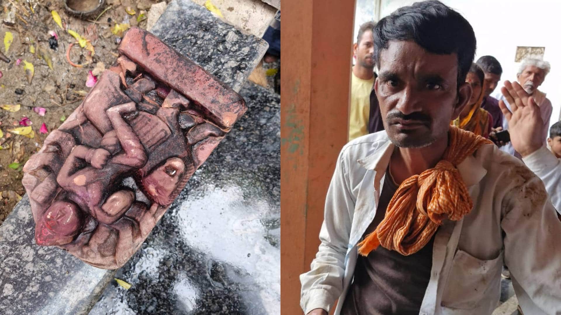 खंडित मूर्ति और शराबी व्यक्ति