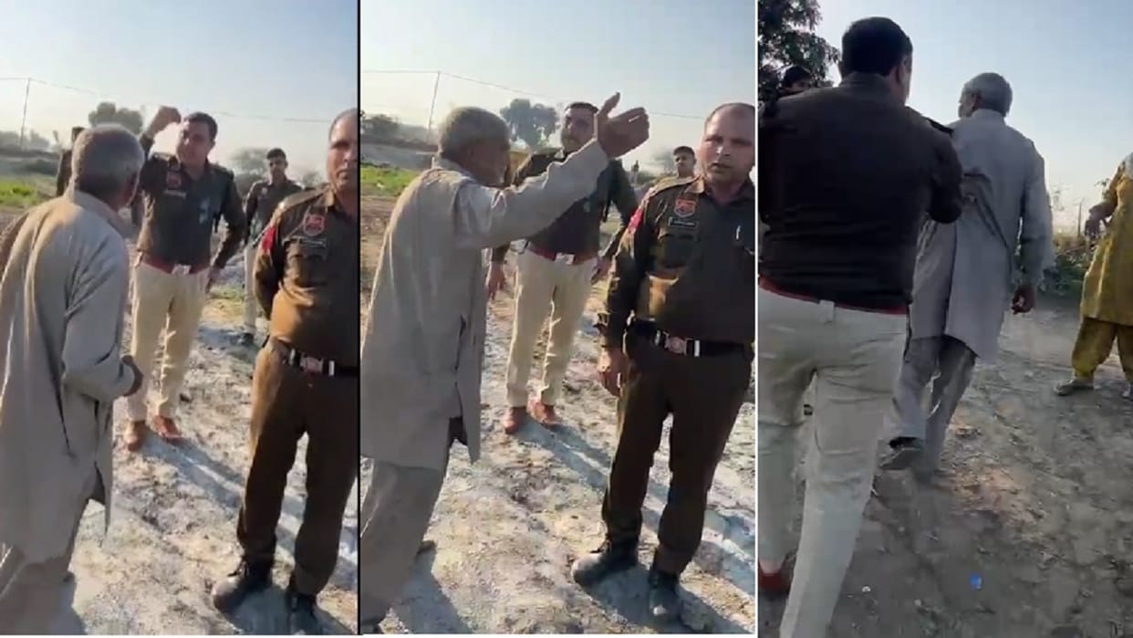 Police scuffle with a farmer from Kharhar village of Jhajjar, video goes viral
