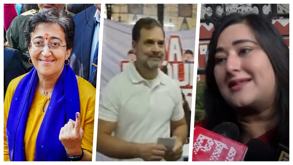 Delhi Election 2025 Many leaders including CM Atishi, Rahul Gandhi, Bansuri Swaraj cast their votes
