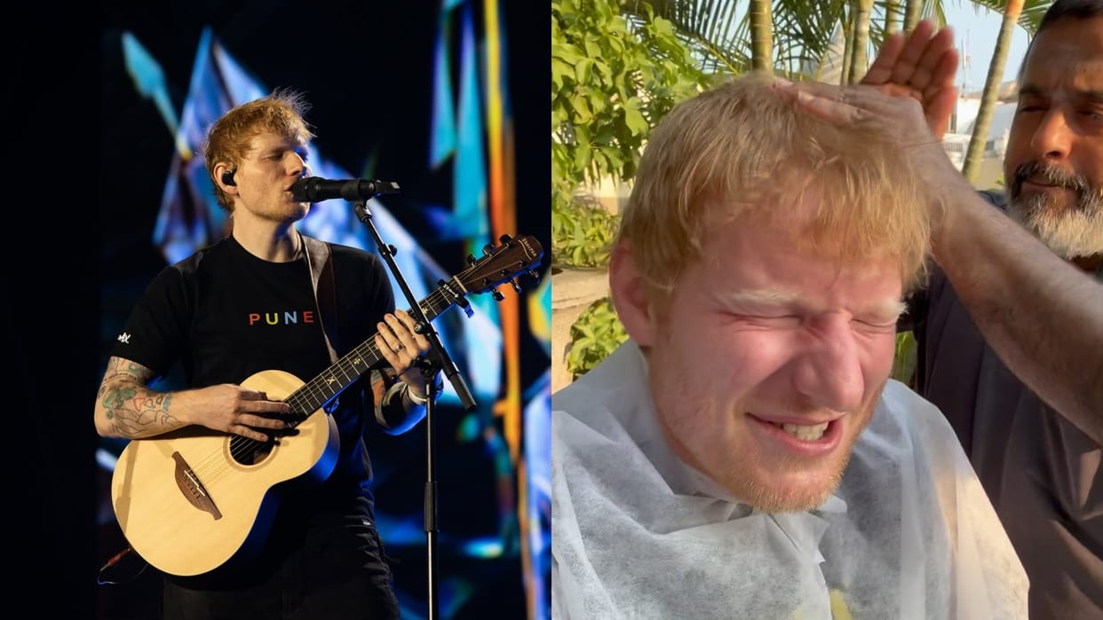 Ed sheeran head massage getting viral before chennai concert