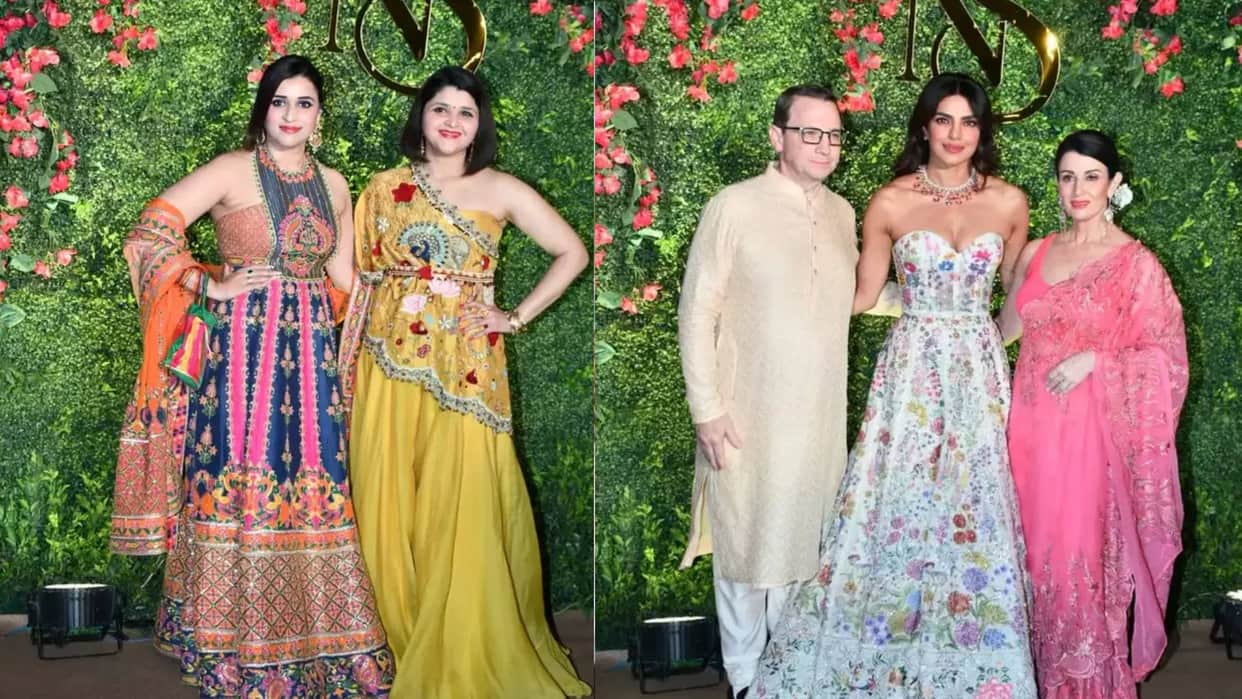 Siddharth Chopra and Neelam Upadhyaya sangeet ceremony priyanka chopra her with in laws mannara kamini chopra
