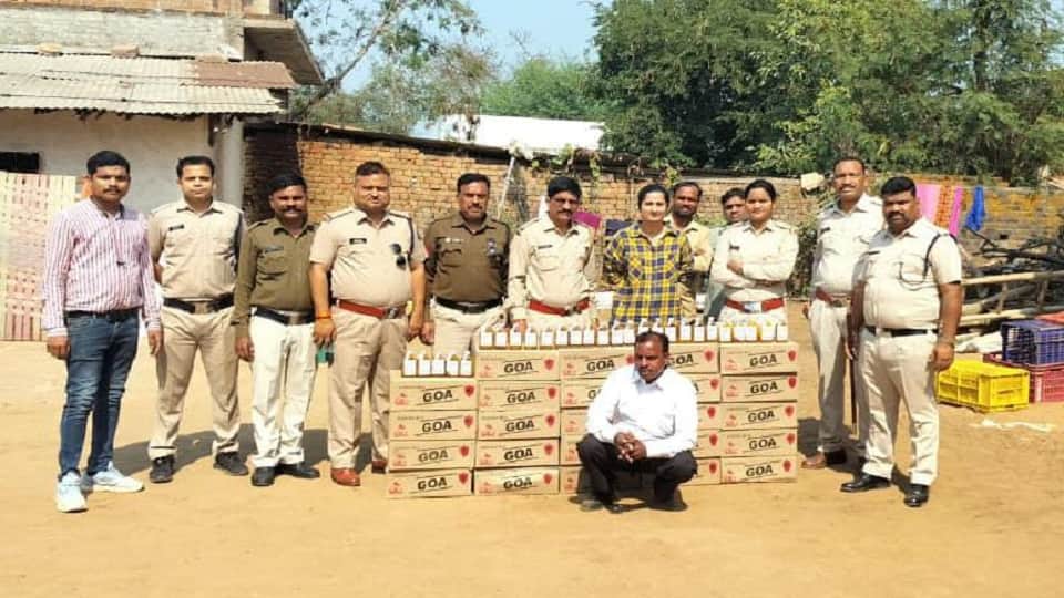 Illegal liquor worth Rs 1.56 lakh seized from a house was being planned to be consumed during elections in Bem