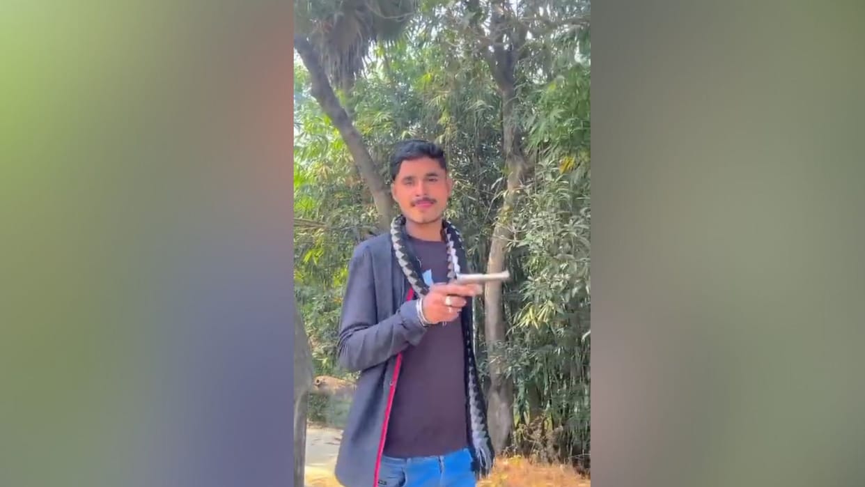 Photos posted on social media of people waving weapons in Begusarai