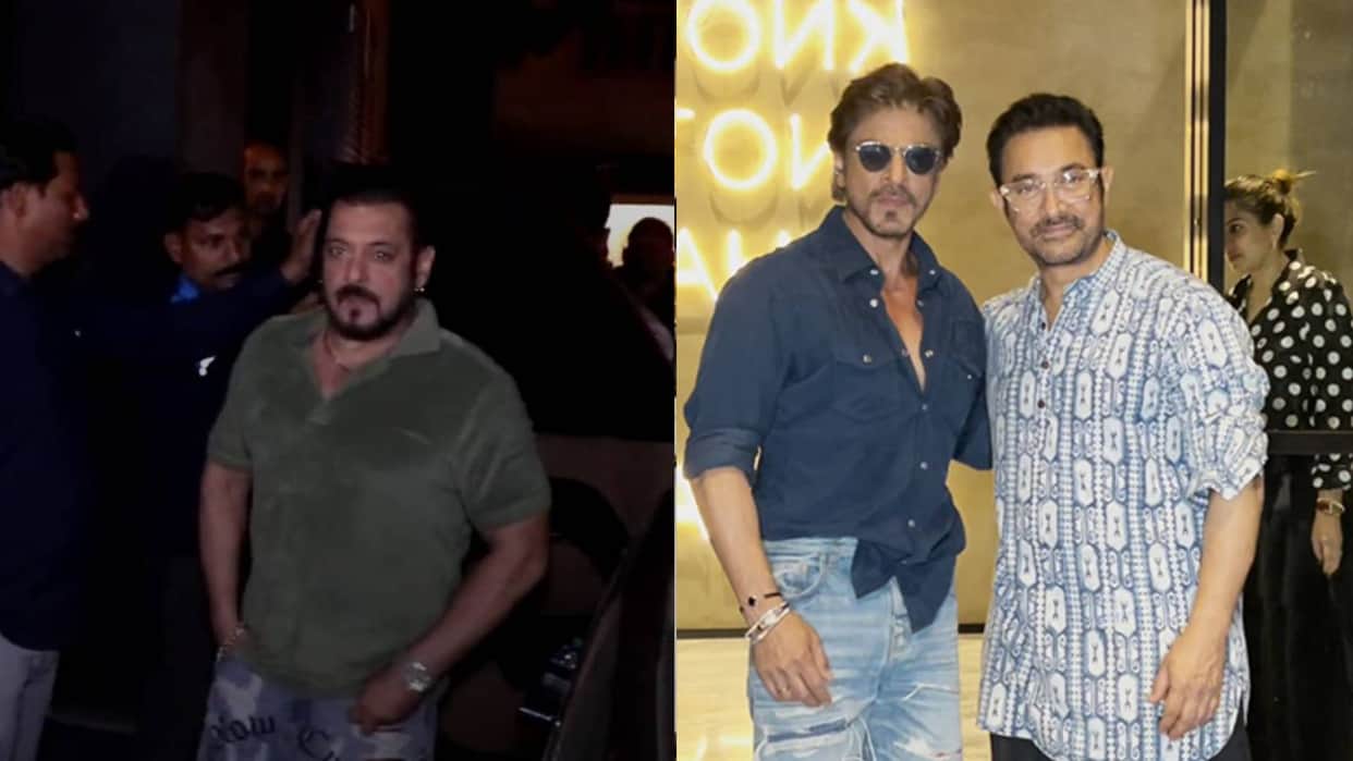 shah rukh khan and salman khan reached at aamir khan son junaid khan khushi kapoor film Loveyapa screening