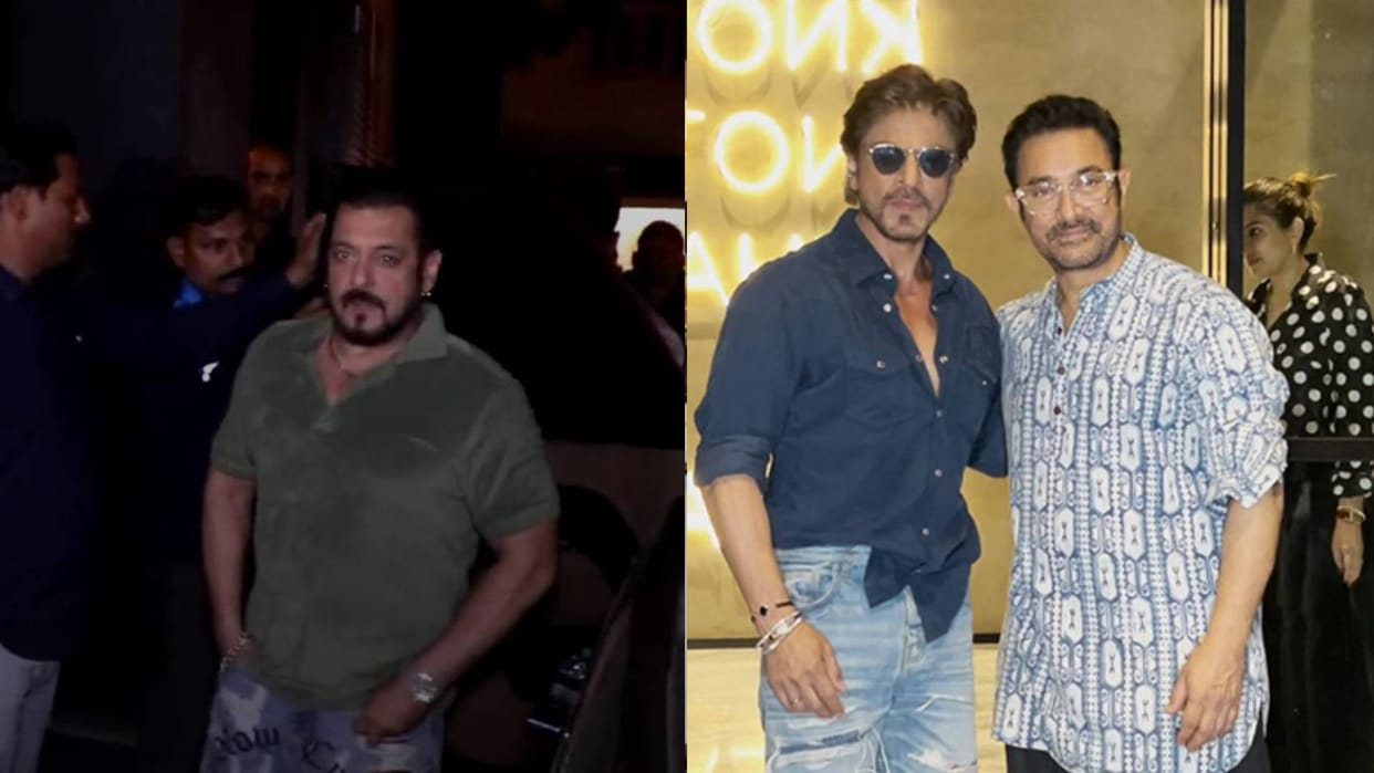 shah rukh khan and salman khan reached at aamir khan son junaid khan khushi kapoor film Loveyapa screening