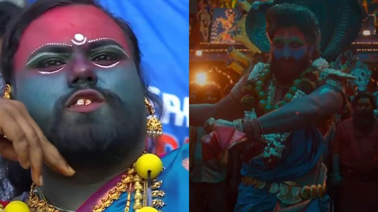 Pushpa fan spotted in India Vs England cricket match at Nagpur Stadium