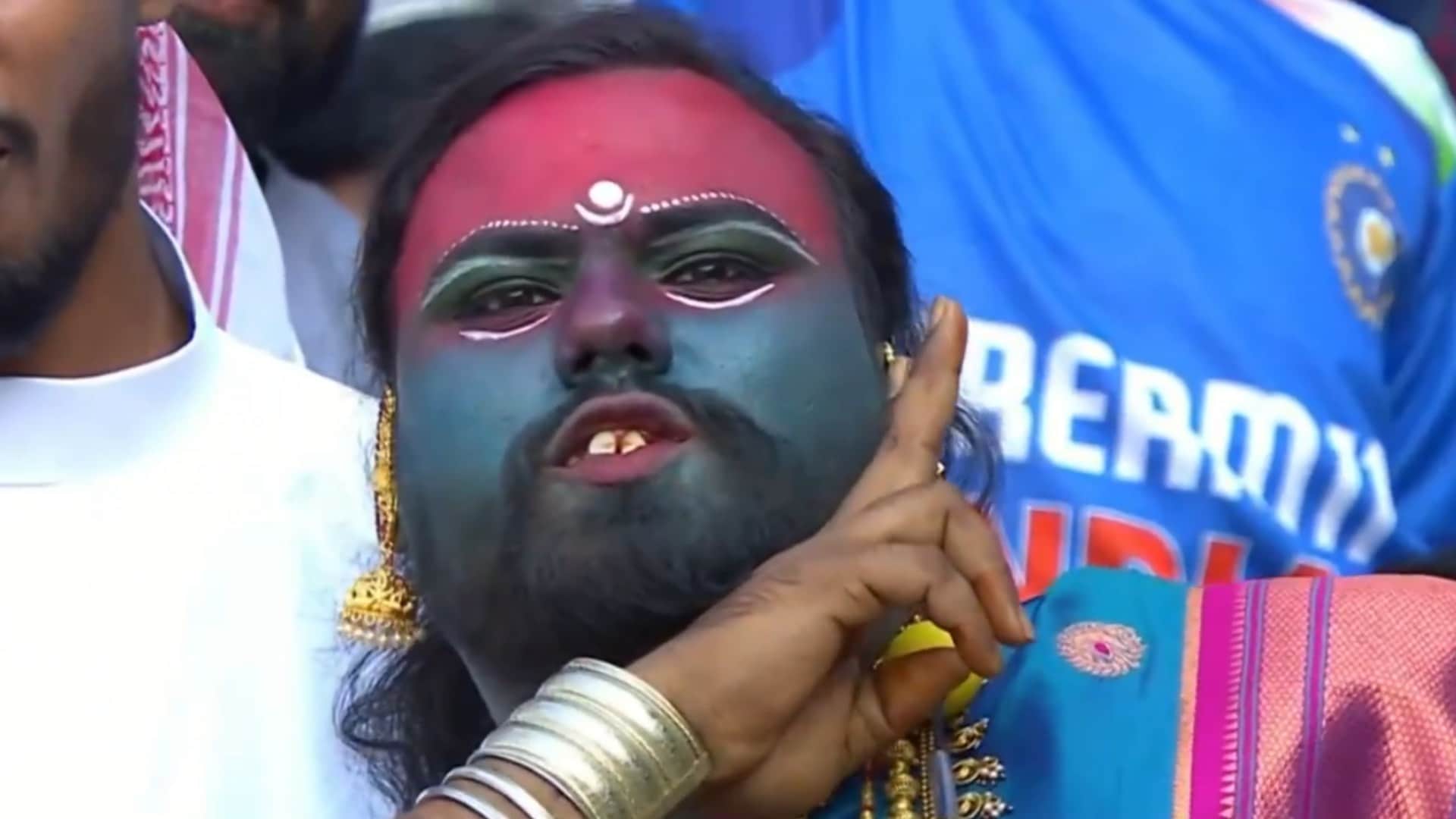 Pushpa fan spotted in India Vs England cricket match at Nagpur Stadium