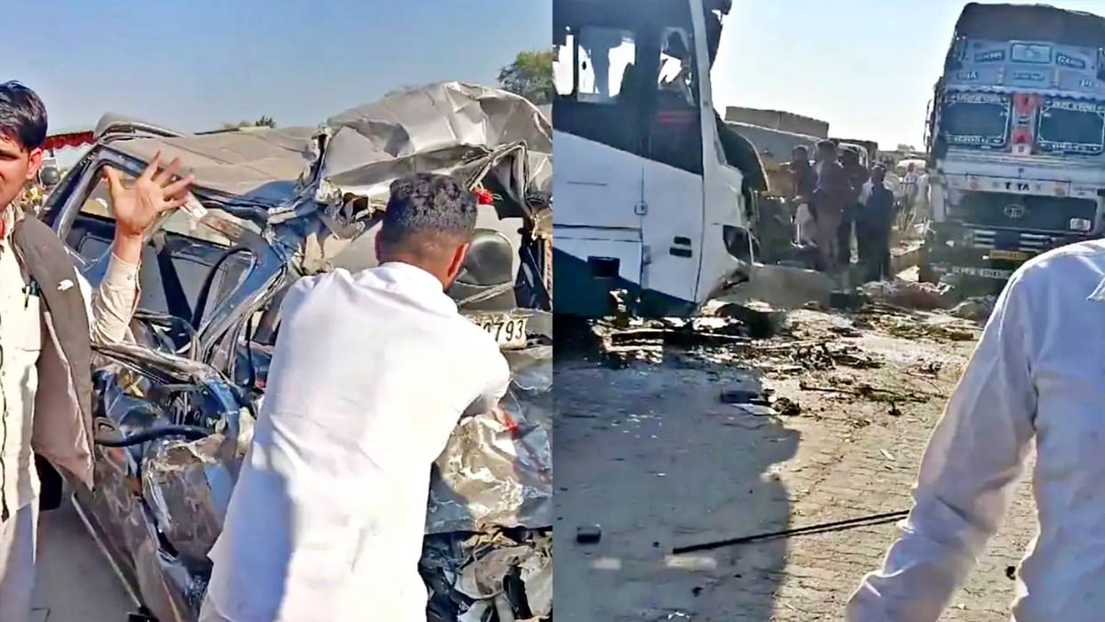 road accident in Jaipur Car and roadways bus collide on NH-48 in Dudu area several people die