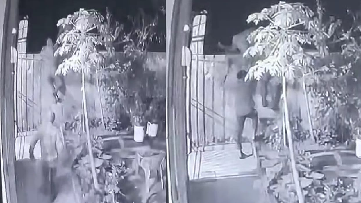 clever thief failed to steal, guard chased him fiercely in streets of colony with a stick in Raipur