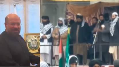 पीओके में भारत विरोधी रैली में हमास नेता डॉ. खालिद कद्दूमी और अन्य