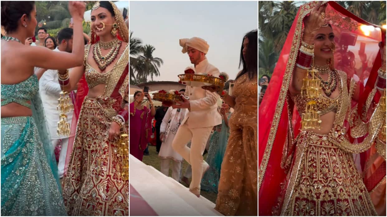 Priyanka Chopra Brother Wedding viral Videos actress takes balaiya of neelam nick jonas hold aarti thali