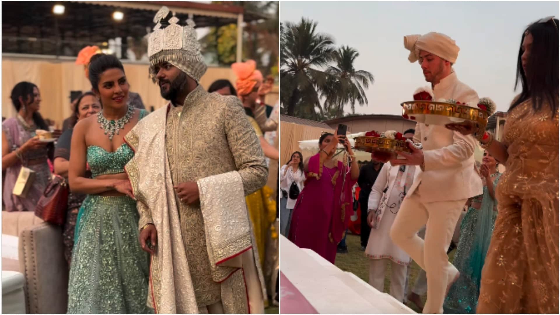 Priyanka Chopra Brother Wedding viral Videos actress takes balaiya of neelam nick jonas hold aarti thali