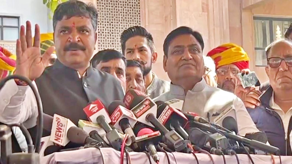 Rajasthan assembly Opposition sits on dharna over phone tapping Ashok Gehlot Says CM Bhajanlal should answer
