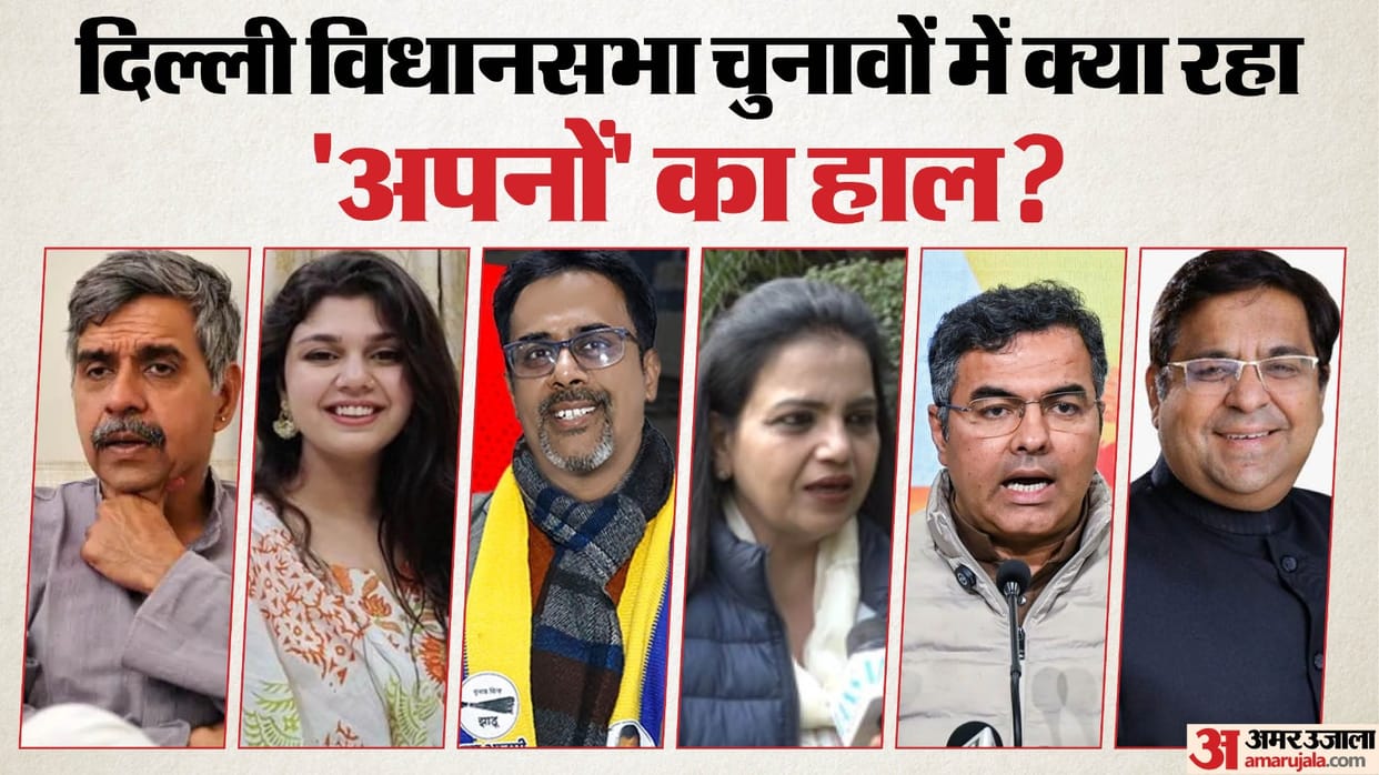 Delhi Election Results 2025 BJP AAP Congress Family members of Leaders and MLAs contesting Win Lose details