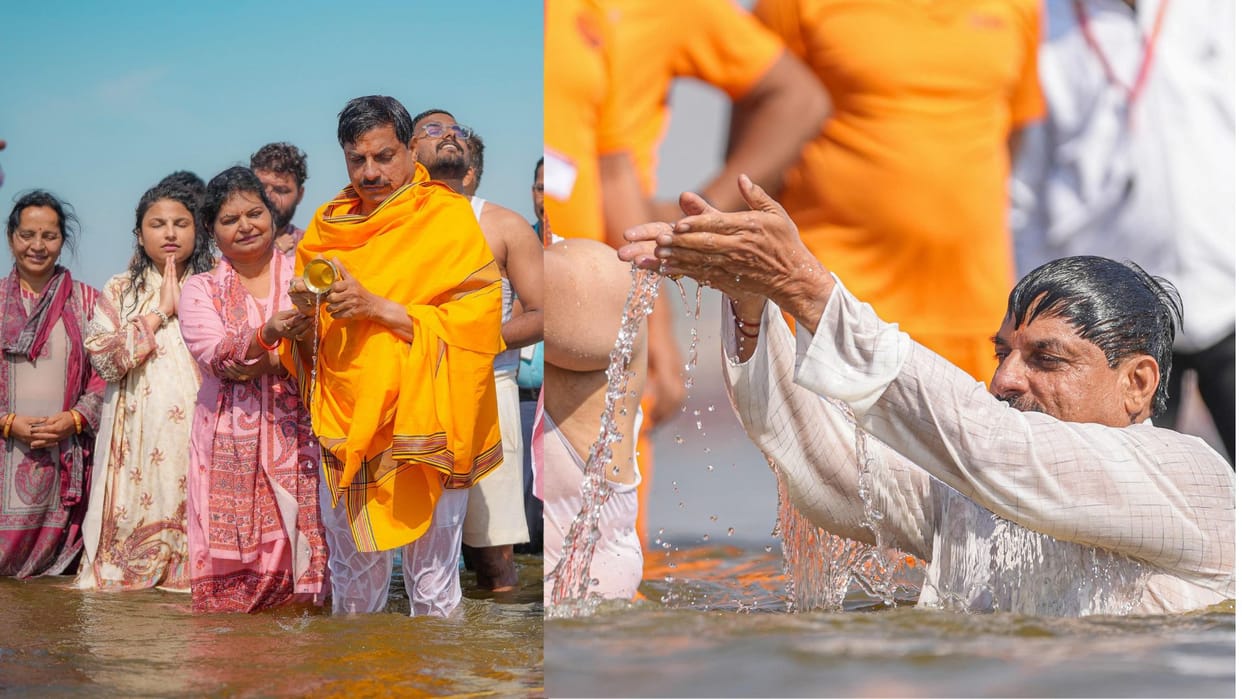 MP News: CM Dr. Yadav took a dip of faith in Prayagraj Mahakumbh, said – Good luck comes from the virtue of ma