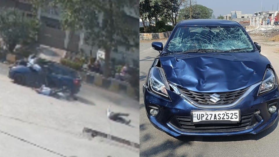 Up News Car Hits Girl Students Shocking Video Shows Girls Falling After Collision