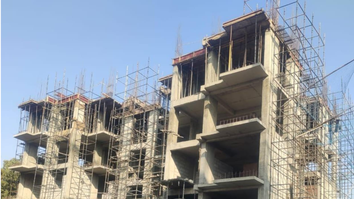In Gorakhpur,  Construction of a multi-storey building is going on in Baulia Colony for railway workers.