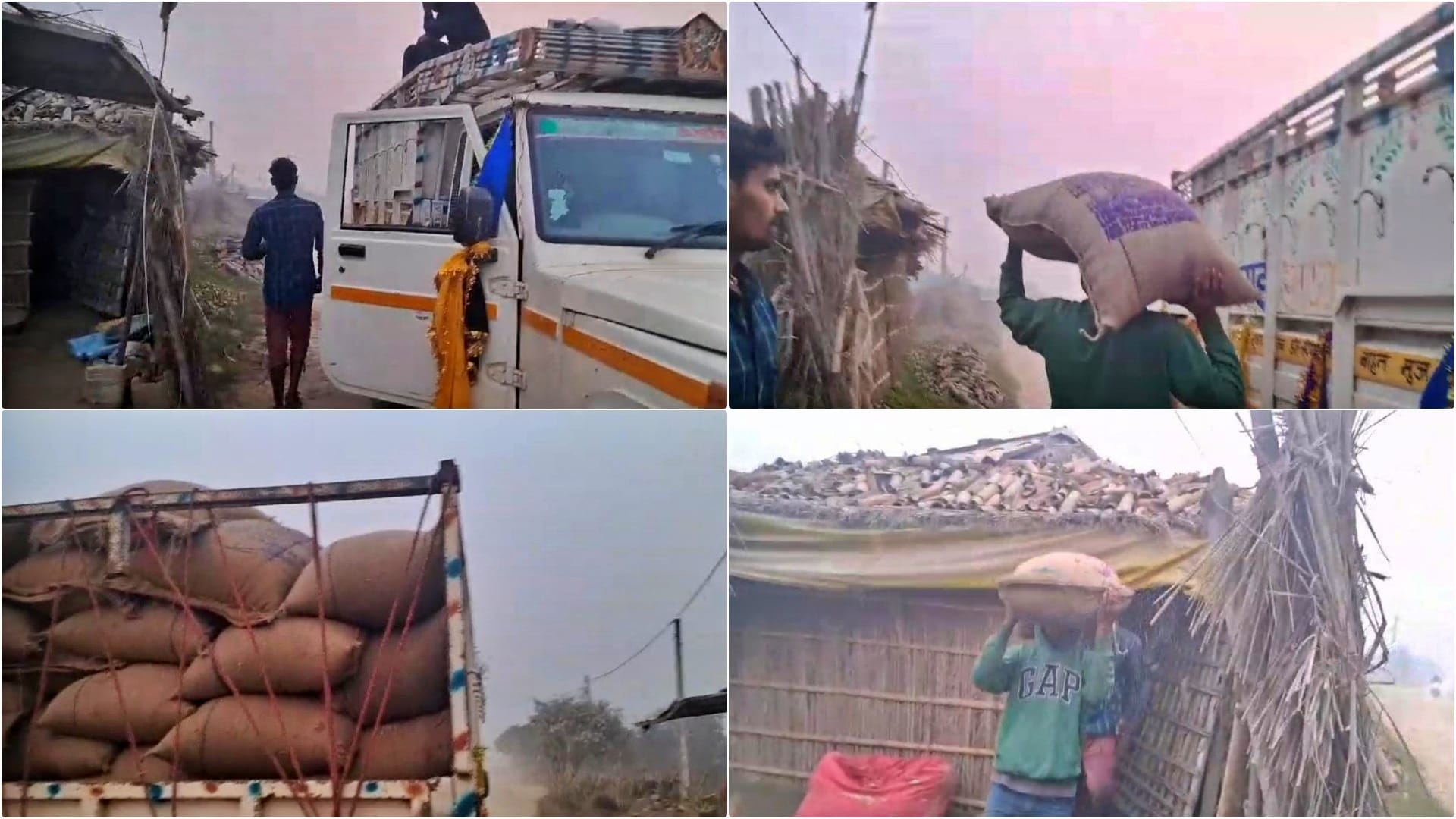 Muzaffarpur: Driver was selling government grain on middle of road, ran away when villagers stopped him