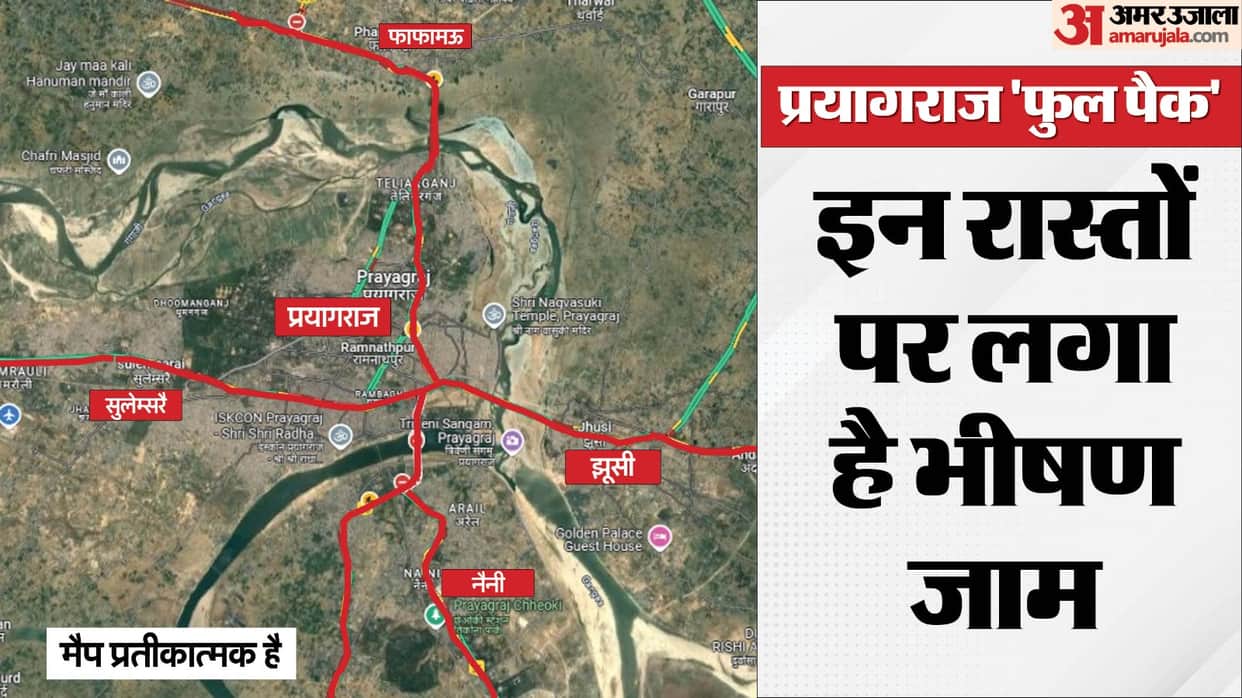 Mahakumbh 2025 Crowd of Devotees Before Mahashivratri Maha Kumbh Mela Snan, Traffic Jam Prayagraj Roads