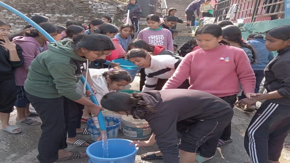 Navodaya students are carrying water leaving their preparation for board exam in garampani nainital