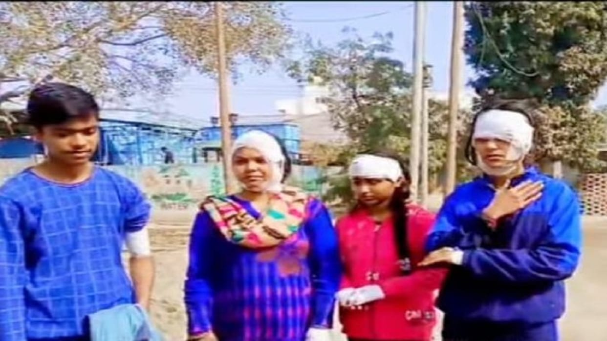 man attacked his wife and children with a knife in Shahjahanpur