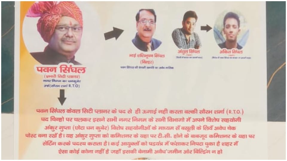 Posters with photos of Gwalior Municipal Corporation officers pasted on toilets allegations of corruption