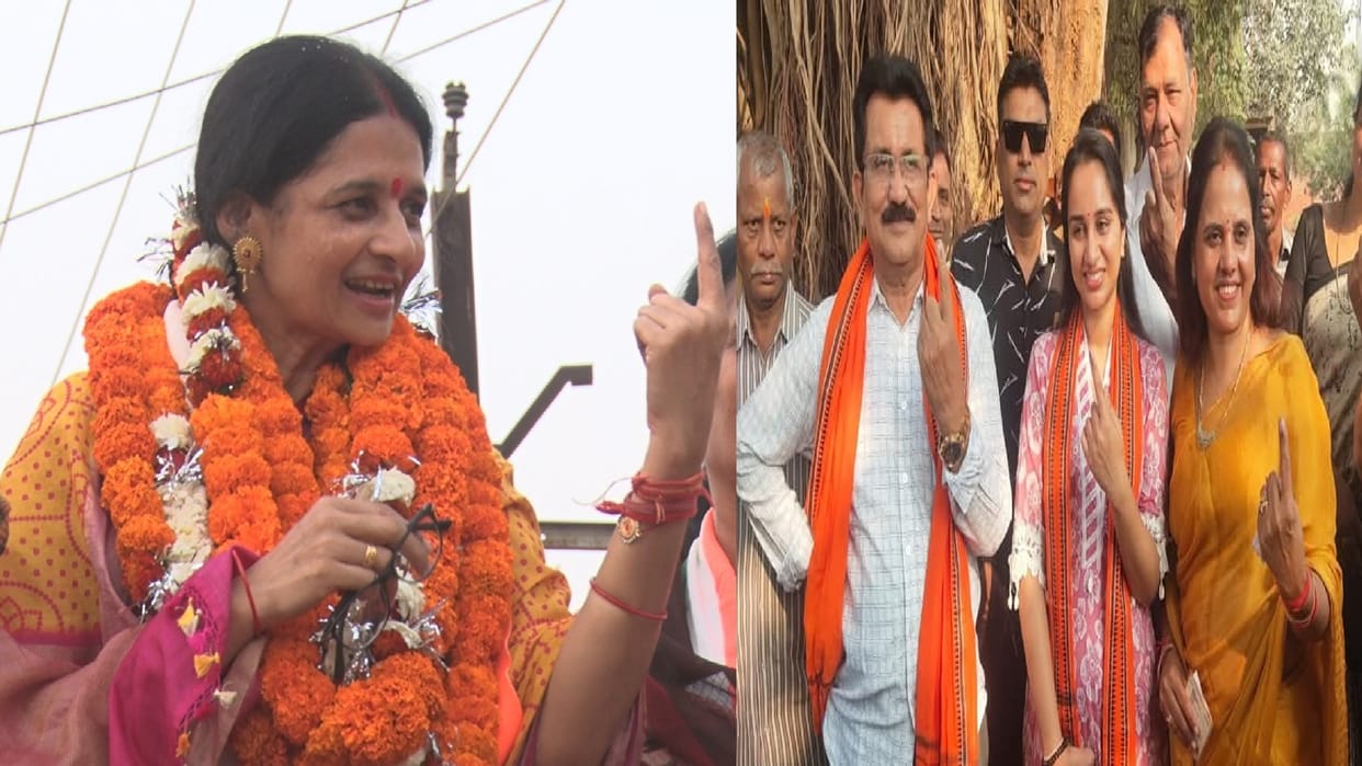 CG Nikay Chunav: Raipur Congress Mayor candidate Deepti Dubey and BJP candidate Milan Choubey cast their vote.