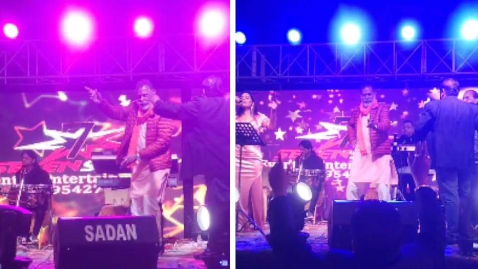 The Minister of State Manohar Lal Panth danced on the stage in Lalitpur