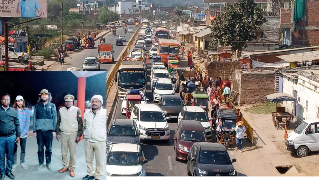 Foreign tourist missing for three hours due to traffic jam in mirzapur