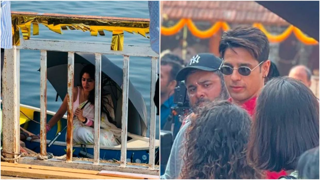 Sidharth Malhotra and janhvi kapoor pictures viral on social media from Param Sundari set