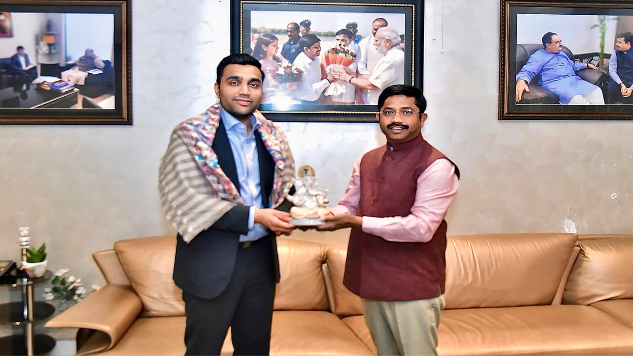 Gautam Adani's son Karan met Minister Nandi, discussed investment in cement and power sector.
