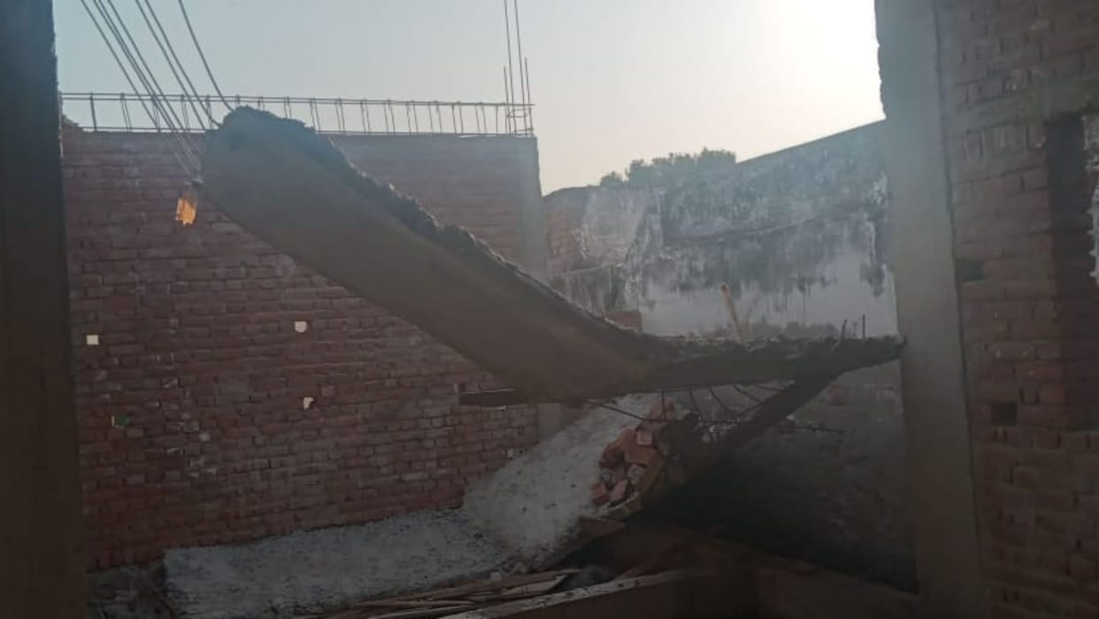 Construction work under question, staircase of the newly constructed Panchayat Secretariat collapsed