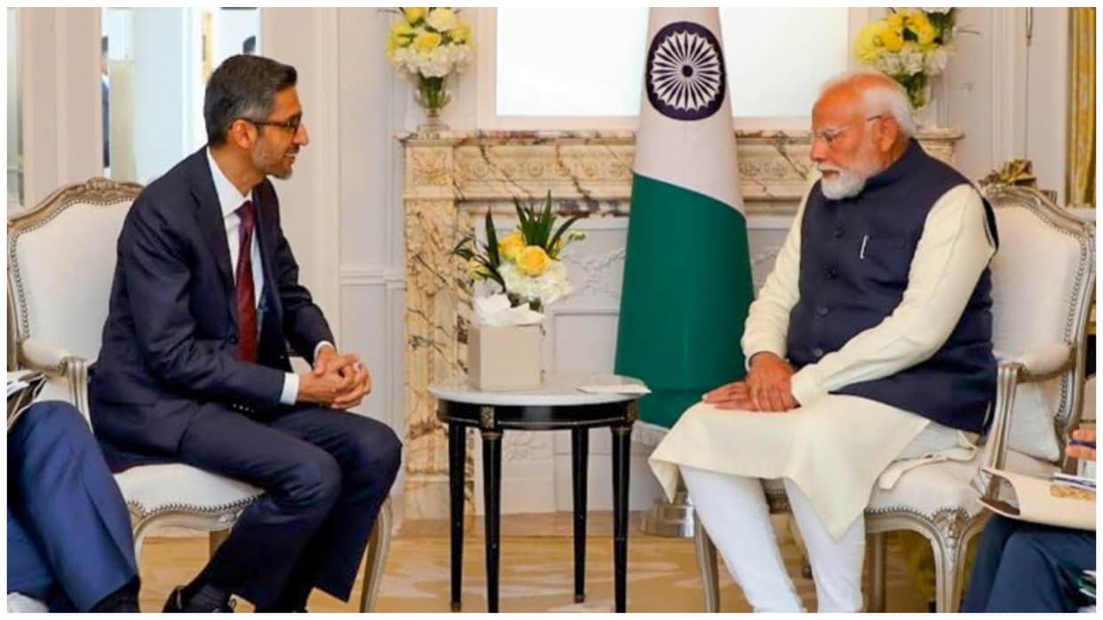 PM Modi France Visit: meeting with Sundar Pichai hails VD Savarkar in French port city of Marseille