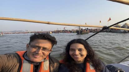 Former Team India cricketer and coach Kumble took a dip in Sangam, shared pictures on social media.