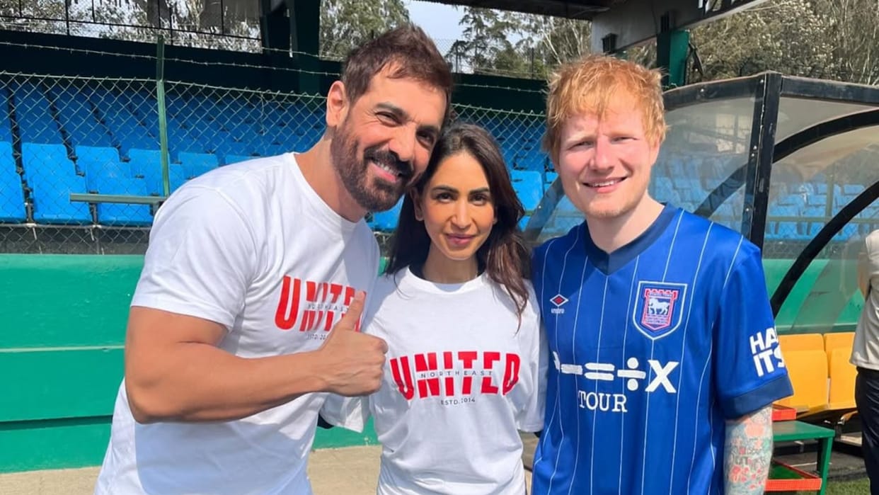 John Abraham and his wife seen with Ed Sheeran Share photos on Social Media