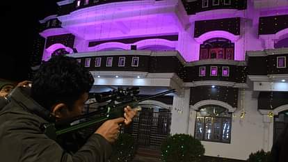 A leopard entered in a marriage lawn in a party