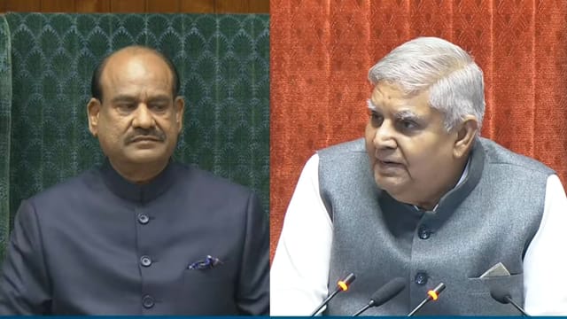 लोकसभा स्पीकर ओम बिरला और राज्यसभा के सभापति जगदीप धनखड़
