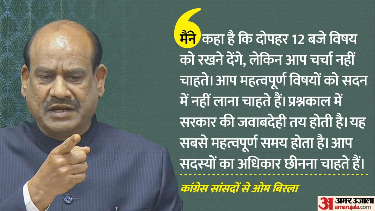 Om Birla lashed out at Congress MPs You ruled for so many years now you are snatching the rights of MPs