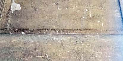 complete love from Emperor Akbar names scratched on wall in tomb see pictures