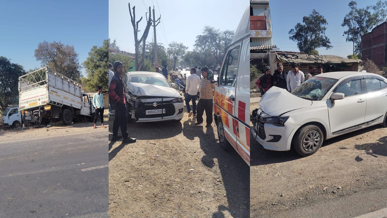 Five people injured in road accident due to collision between Magic and car on Mirzapur Sonbhadra road
