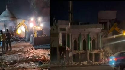 Temples demolished along with 150-year-old mosque built on highway administration demolished it with bulldozer