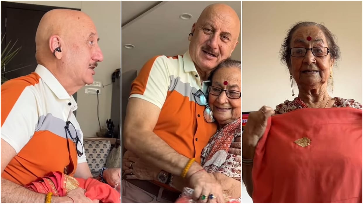 Anupam Kher shares lovely fun Moments with mother Dulari and brother Raju Kher