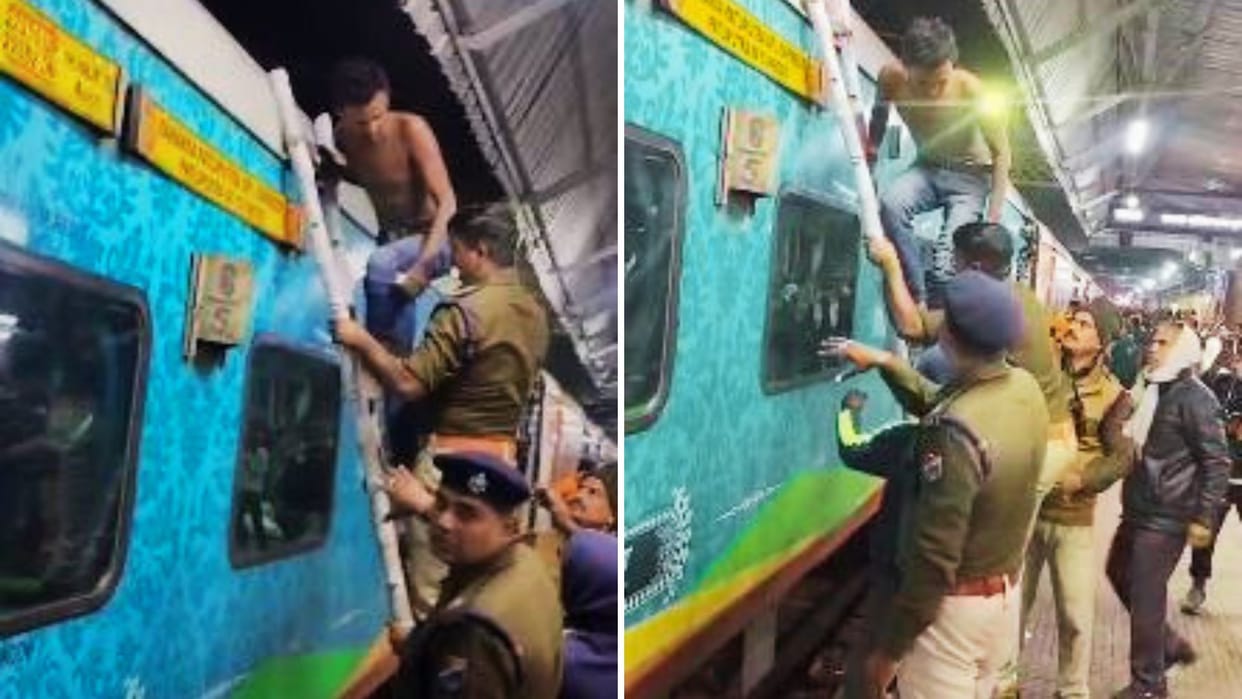 half-crazy man climbed on roof of train in chandauli created ruckus for two hours