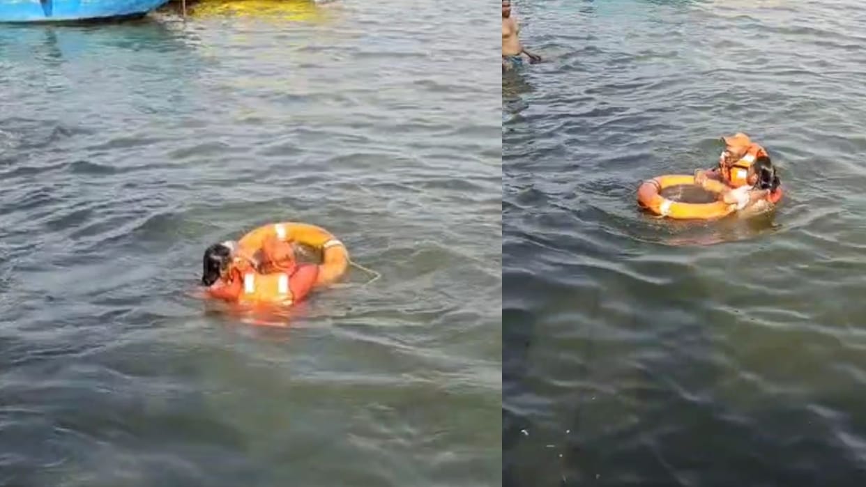 drowning woman called out for help NDRF jawan jumped in and saved her life