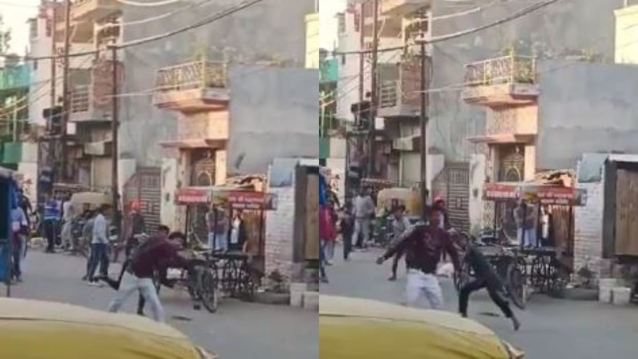Bullies surrounded the bike riding cousins and beat them up video of stone pelting and uproar viral