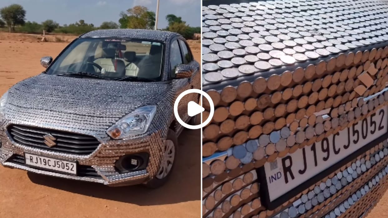 Man decorated entire car with one rupee coin viral video in hindi