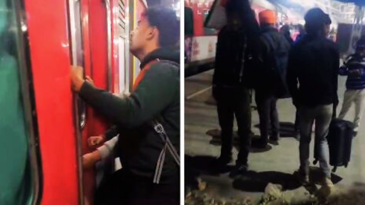 Ruckus at Azamgarh station passenger angry when train door was opened made video and viral