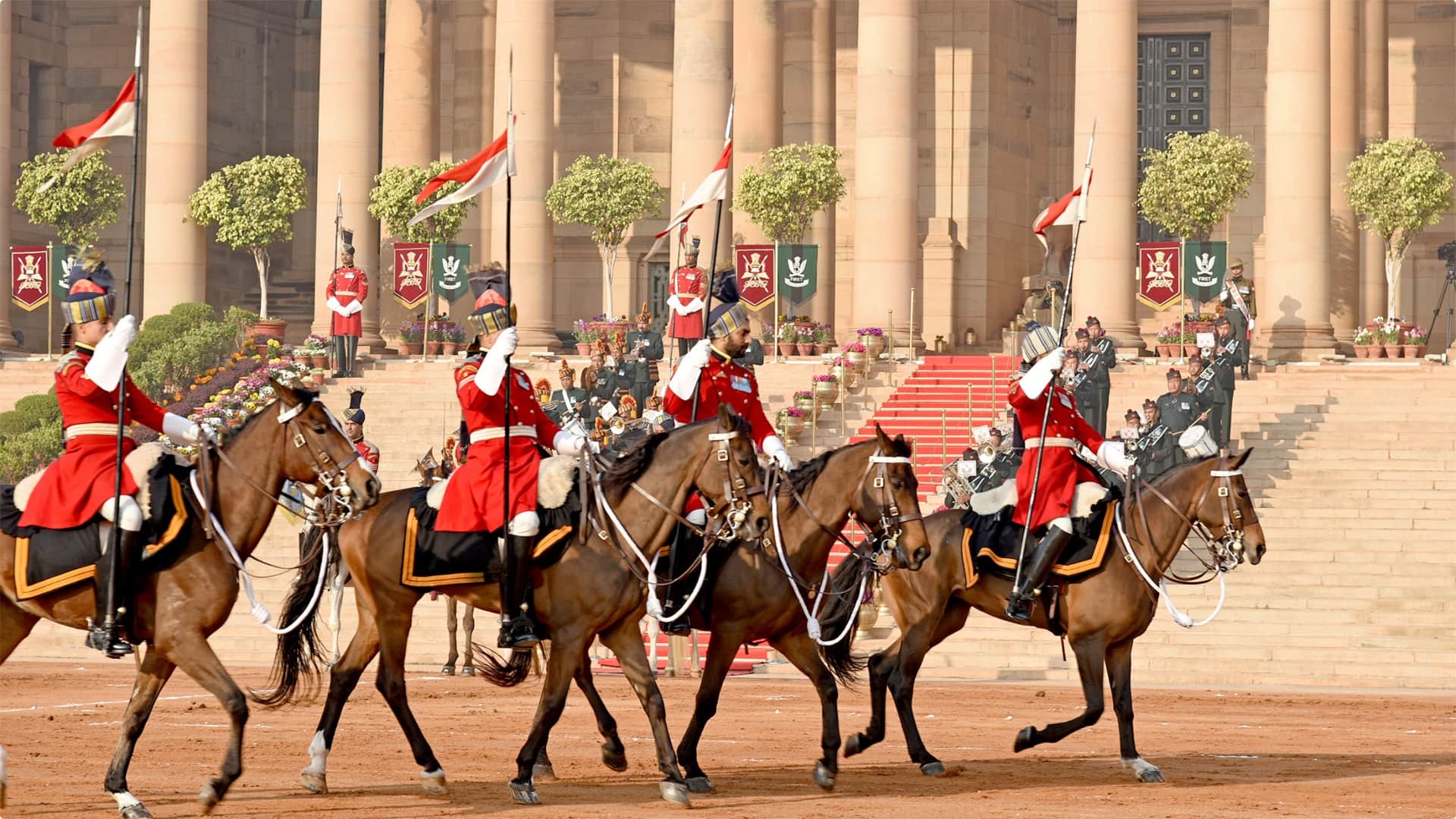 The inaugural show of Change of Guard Ceremony in new format was held at the Forecourt of Rashtrapati Bhavan