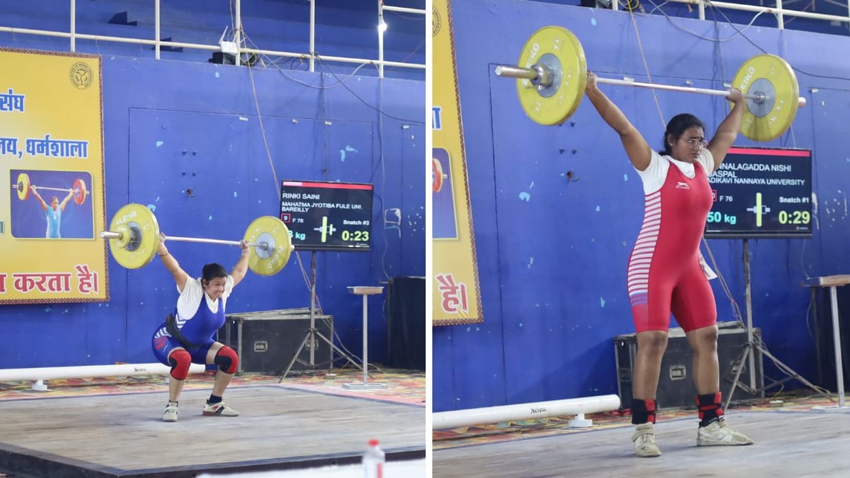 Himachal Weightlifting competition CU Dharamshala Pallavi Andhra University won gold by lifting 200 kg weight