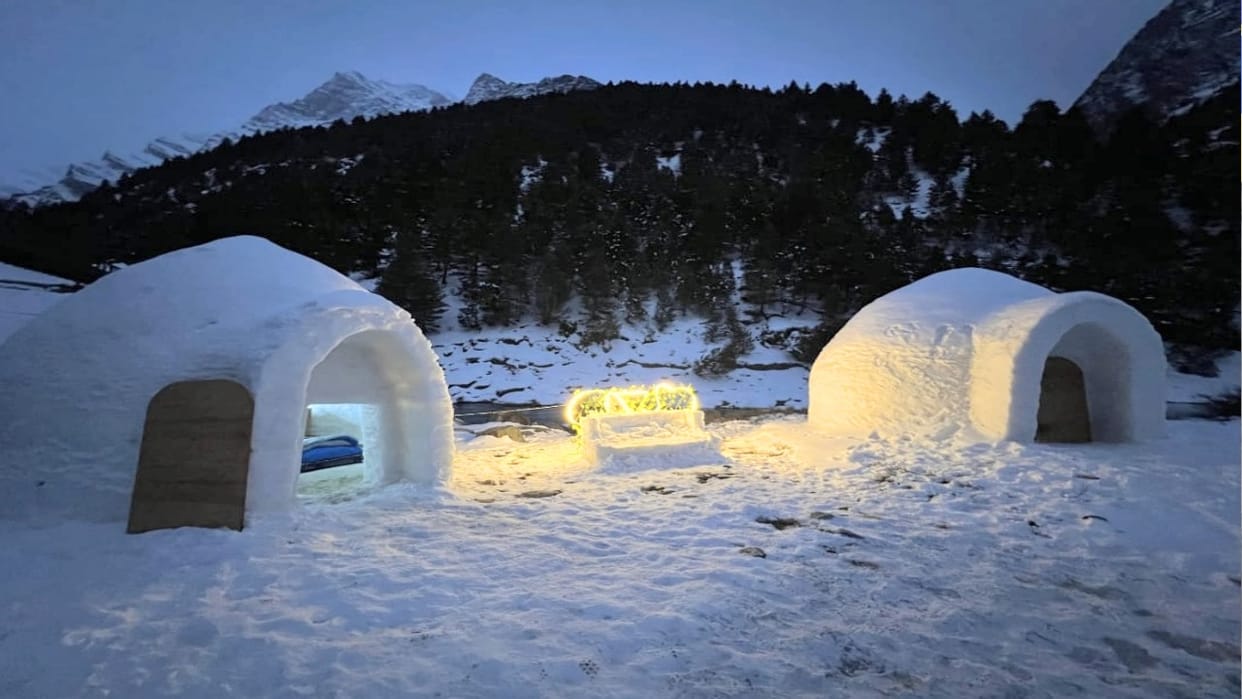 a snow house under the Pir Panjal mountain range will give you a feeling of peace